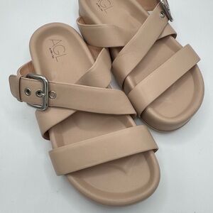 New, AGL Tan Cross-Strap Slides